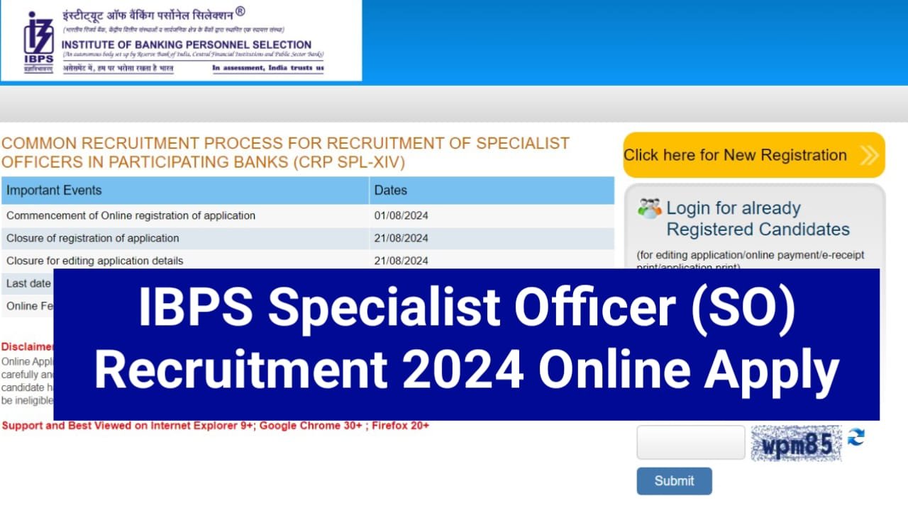 IBPS Specialist Officer SO 14th Recruitment 2024 : इस वैकेंसी की आवेदन करने की संपूर्ण जानकारी यहां देखे