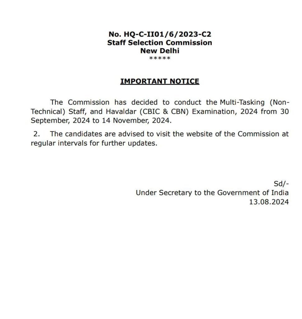 SSC MTS 2024 EXAM DATE