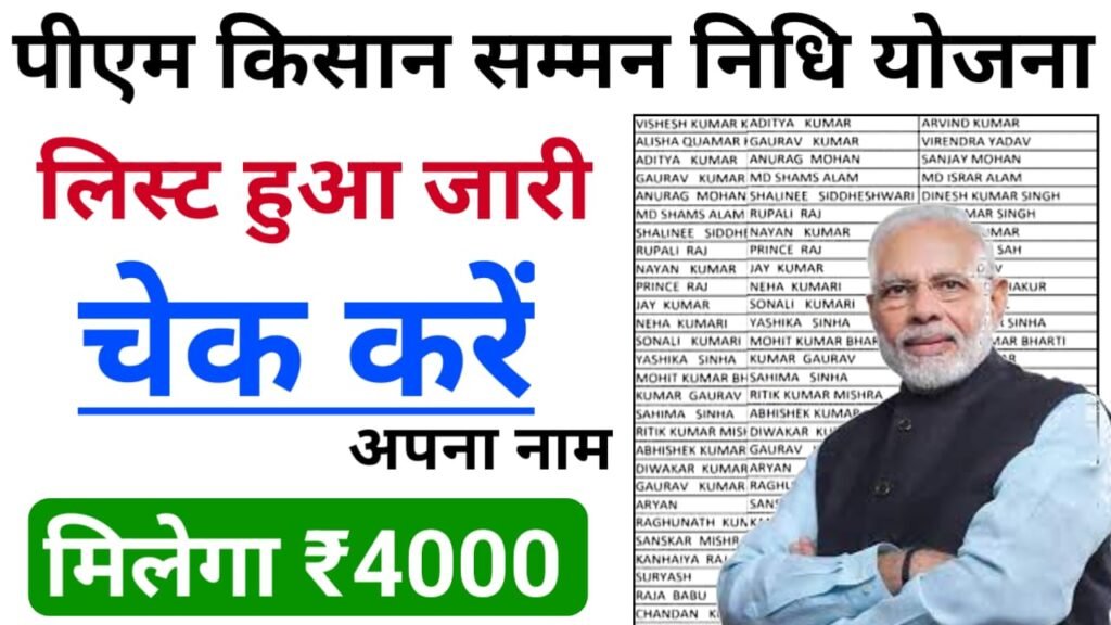 PM Kisan Beneficiary list : सभी किसानों के खाते में आएंगे, ₹4000 लिस्ट में नाम ऐसे करें चेक