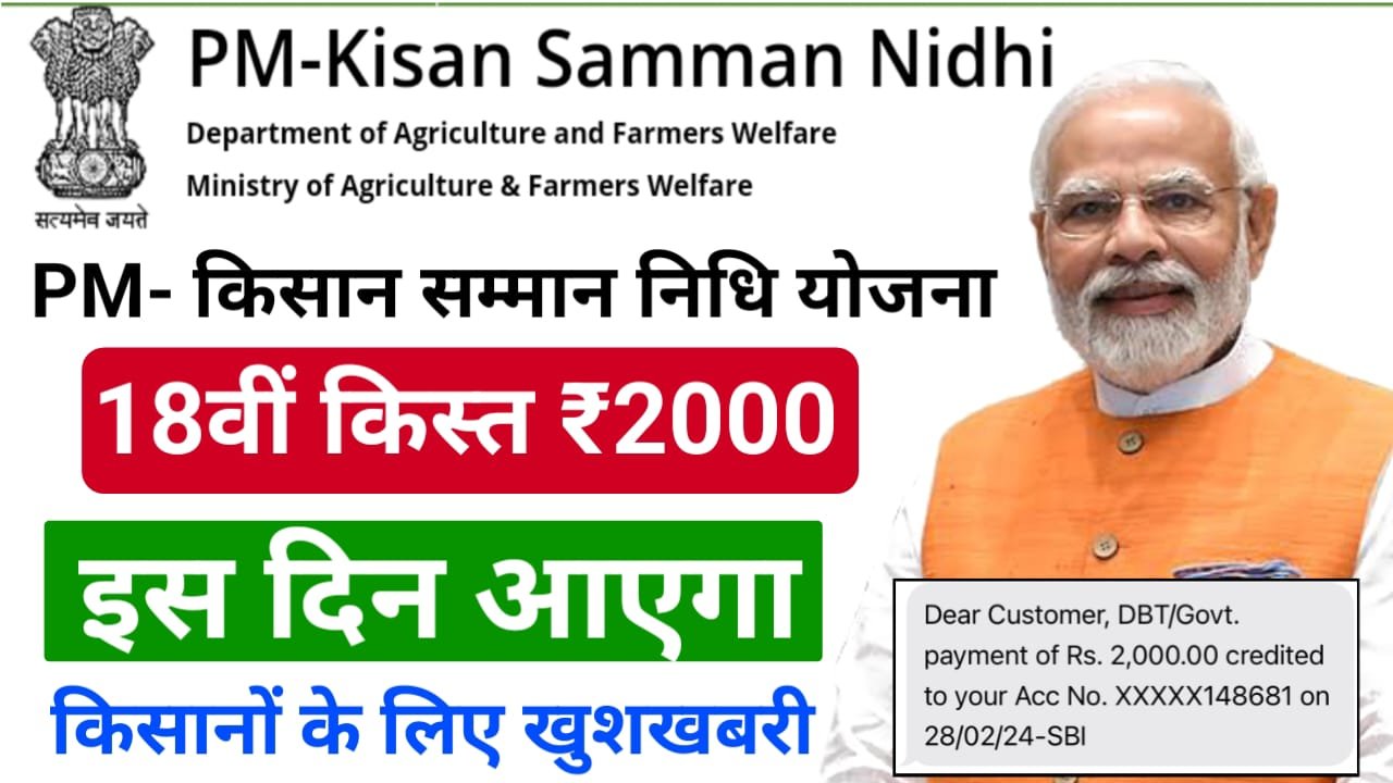 PM Kisan Ka Paisa Kab Aayega : देश के करोड़ों किसानों के लिए बड़ी खुशखबरी, 18वीं किस्त की राशि इस दिन आएगी ₹2000