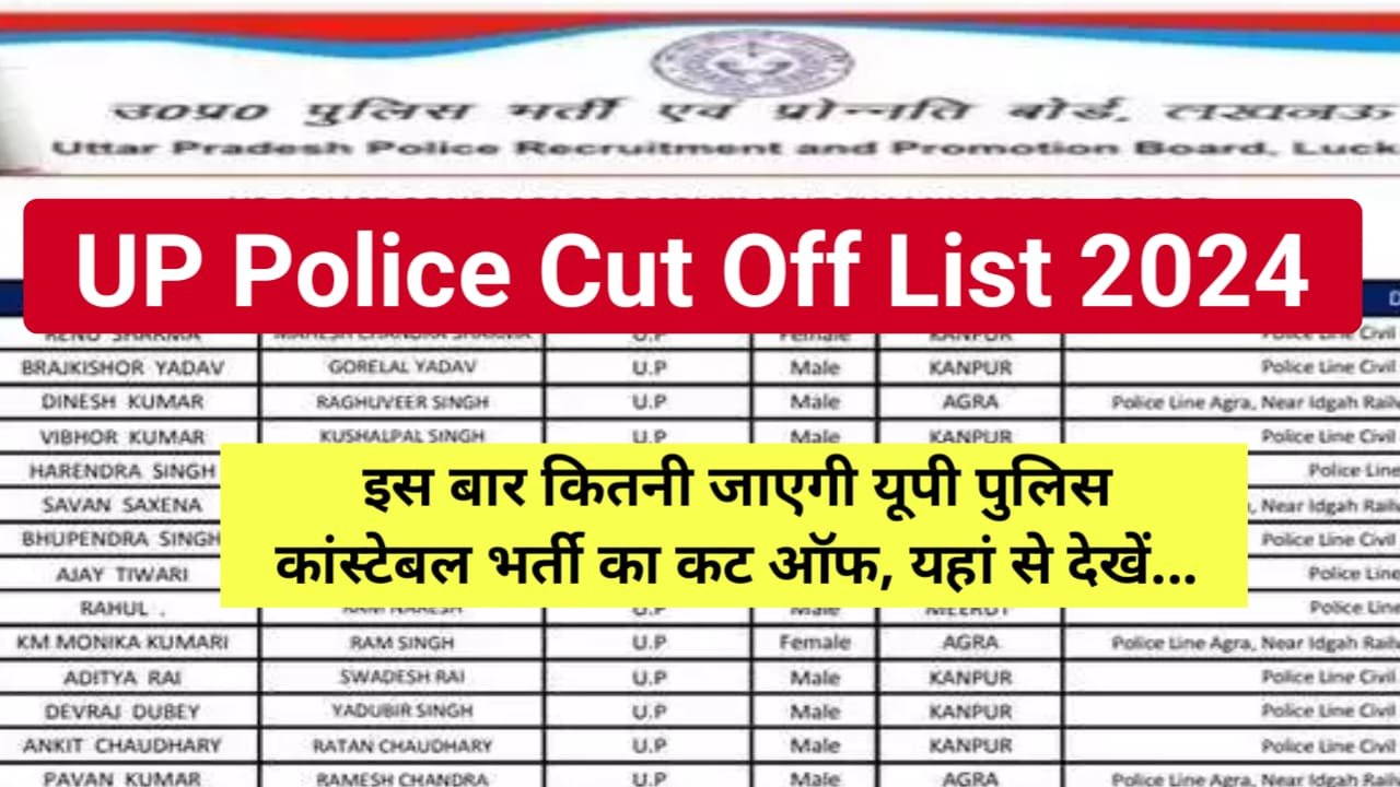 UP Police Constable Cut Off List 2024 : इस बार कितनी जाएगी अप पुलिस कांस्टेबल भर्ती का कट ऑफ, यहां जाने